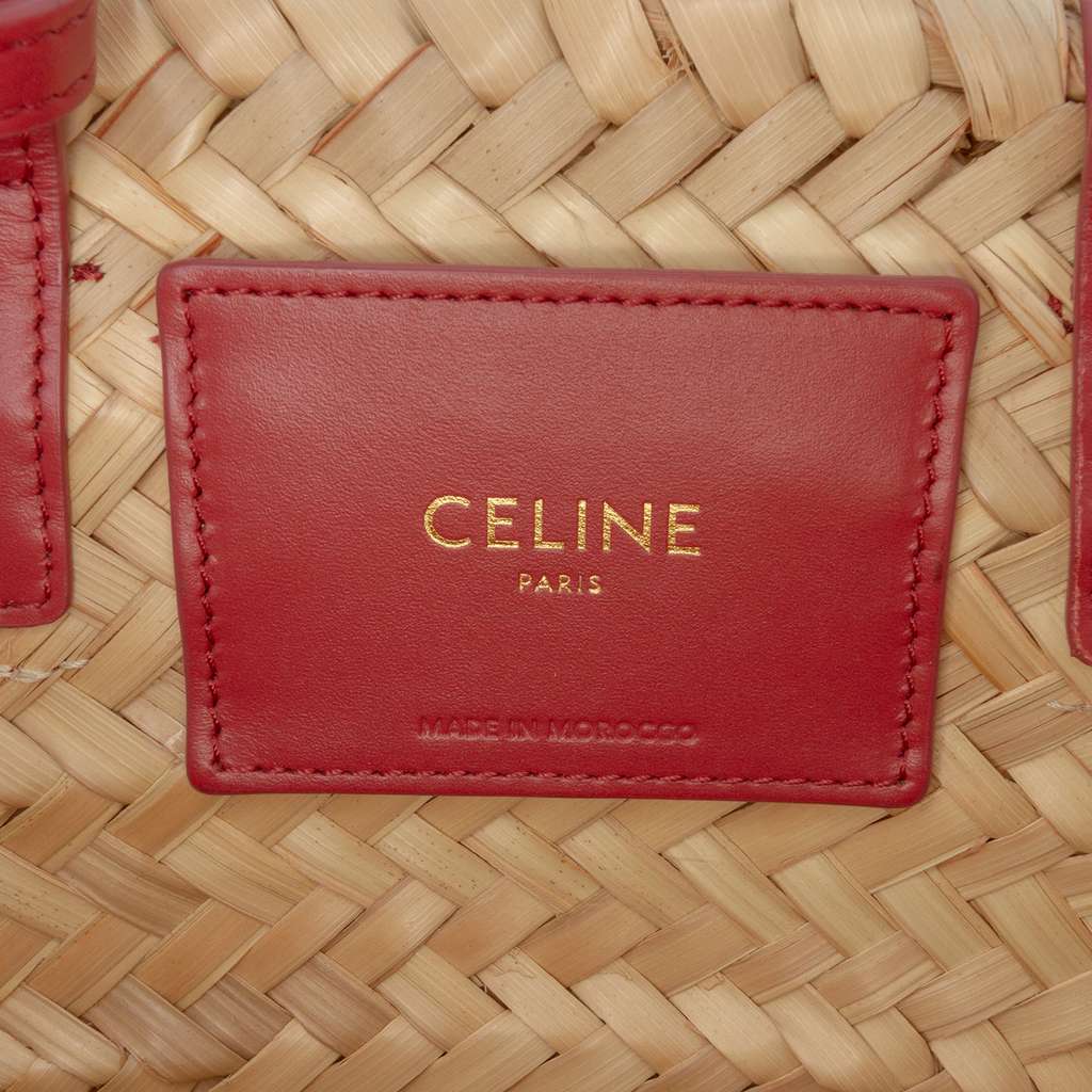 Celine Small Raffia Cuir Triomphe Classic Panier Tote - 5