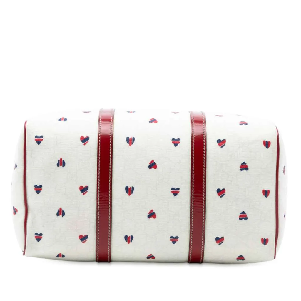 Gucci Medium GG Supreme Hearts Joy Boston Bag White Canvas Good - Inside View