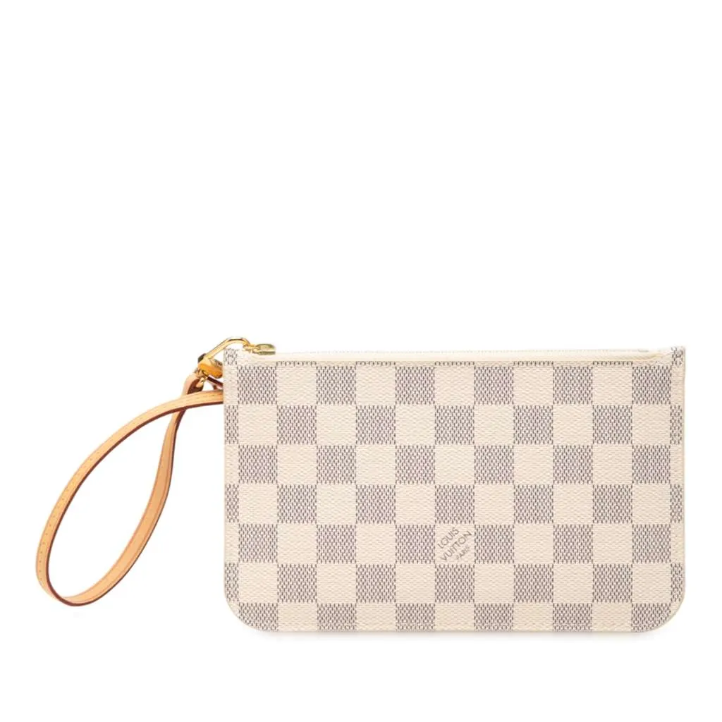 Louis Vuitton Damier Azur Neverfull Pouch PM White Good - Front View