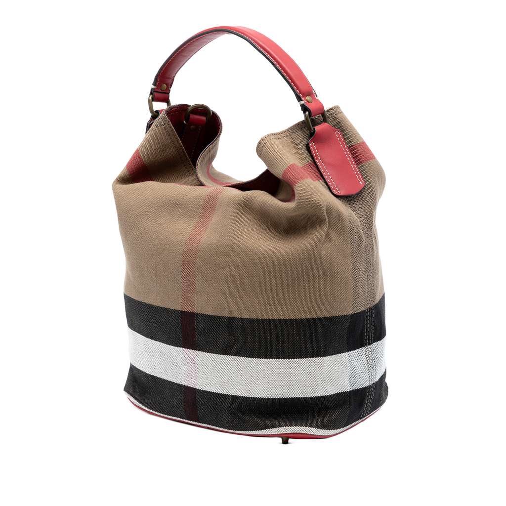 Burberry Medium Mega Check Canvas Ashby Bucket Bag - 2