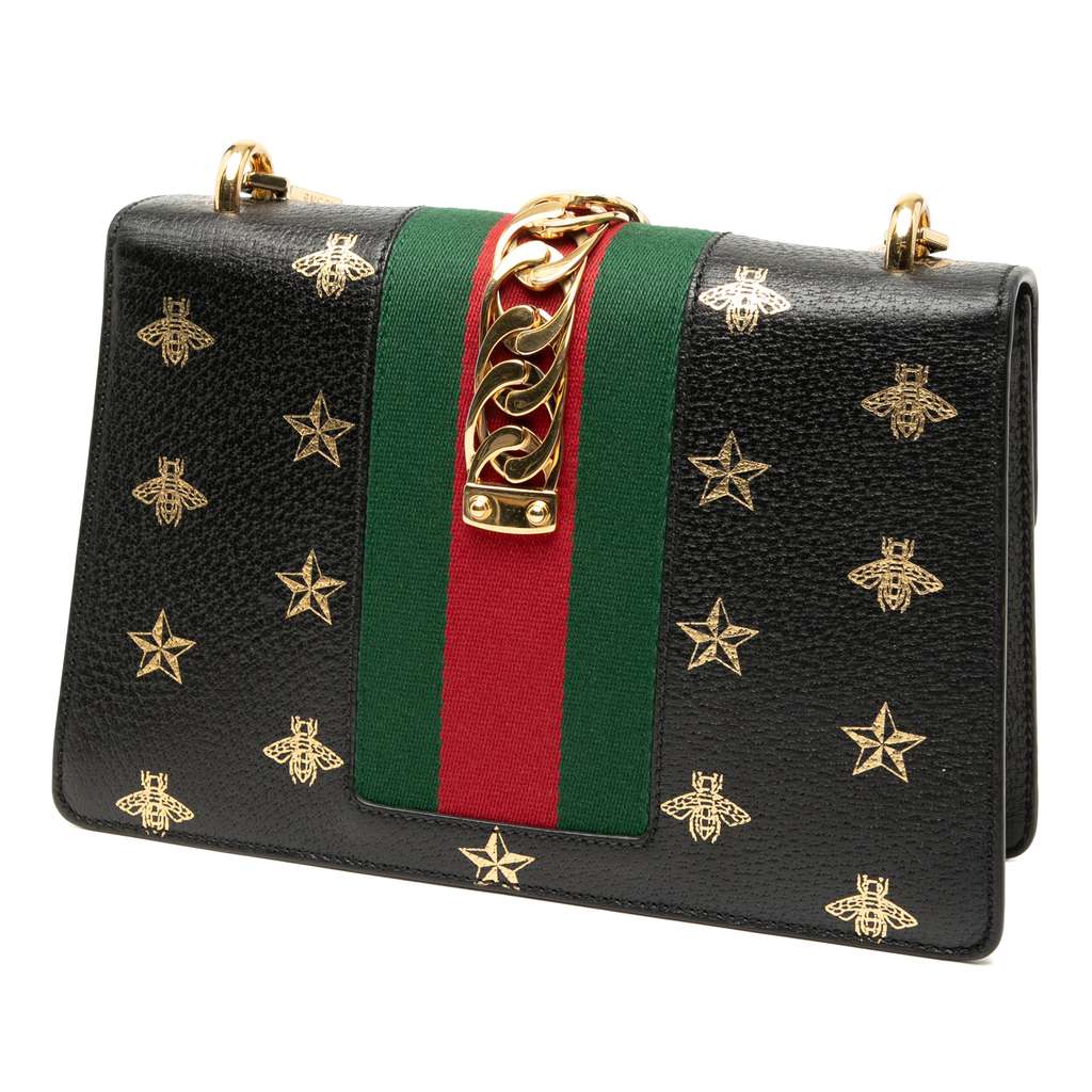 Gucci Small Leather Bee Star Sylvie Satchel - 2
