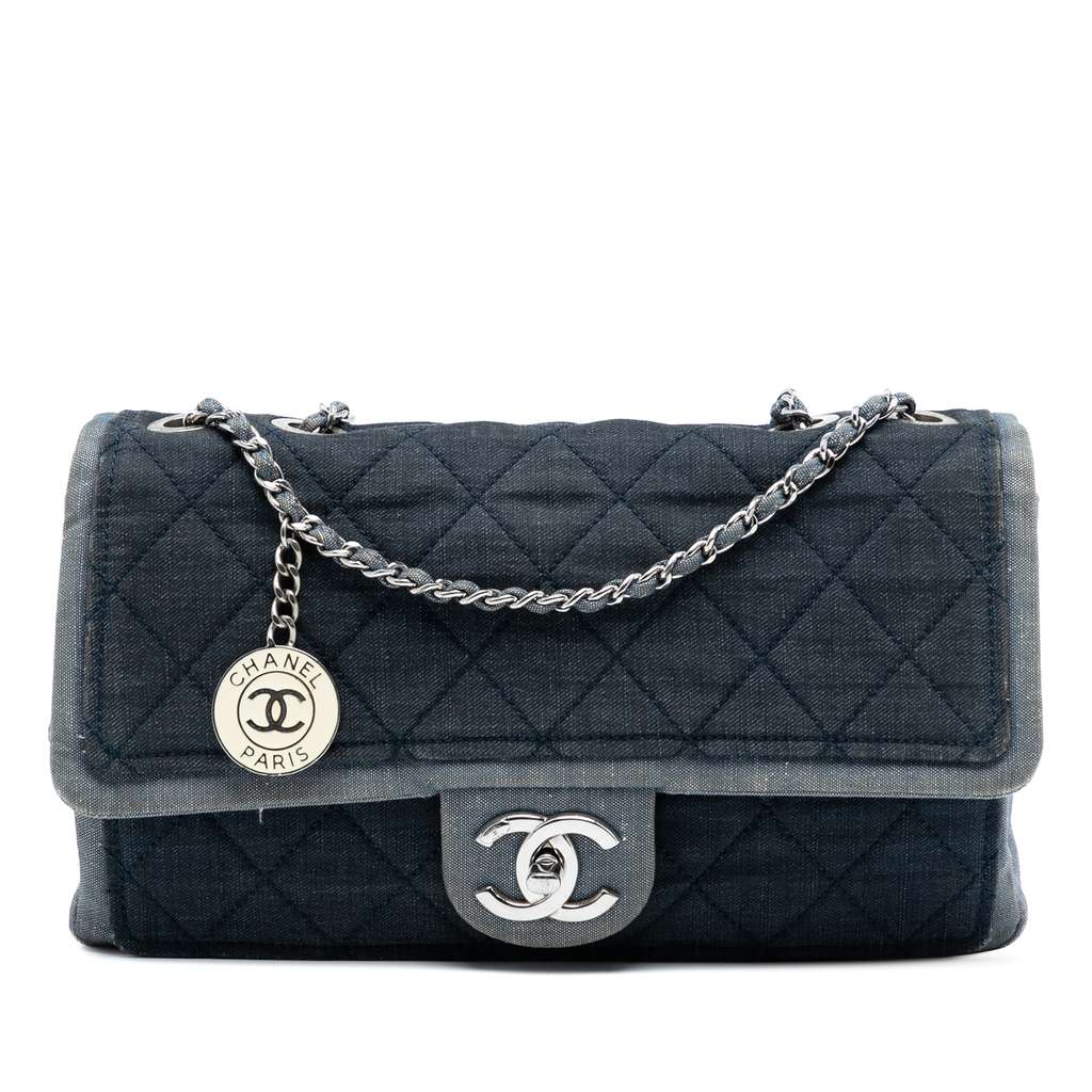 Chanel Medium Bicolor Quilted Denim Medallion Flap