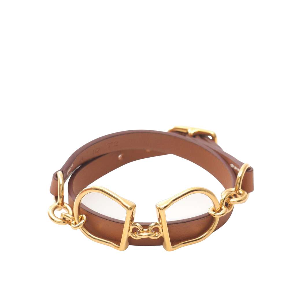 Hermès Swift Gold Plated Etrier Double Tour Bracelet - 2