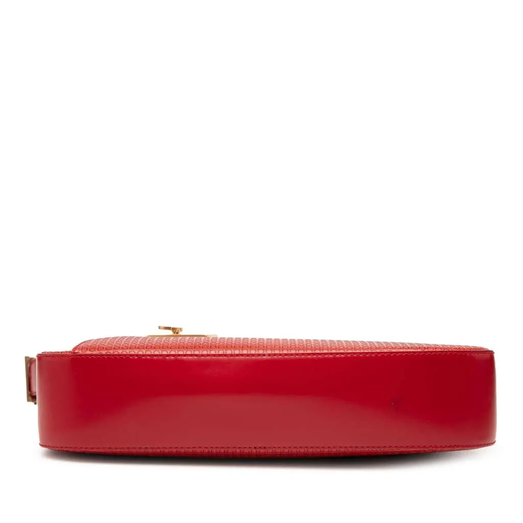 Salvatore Ferragamo Gancini Embossed Leather Shoulder Bag Red Leather Very good - Inside View