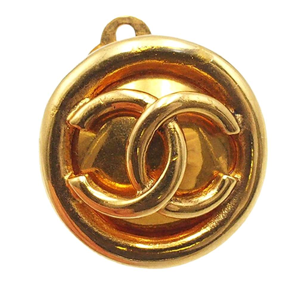 Chanel CC Gold Plated Round Clip On Earrings - 3