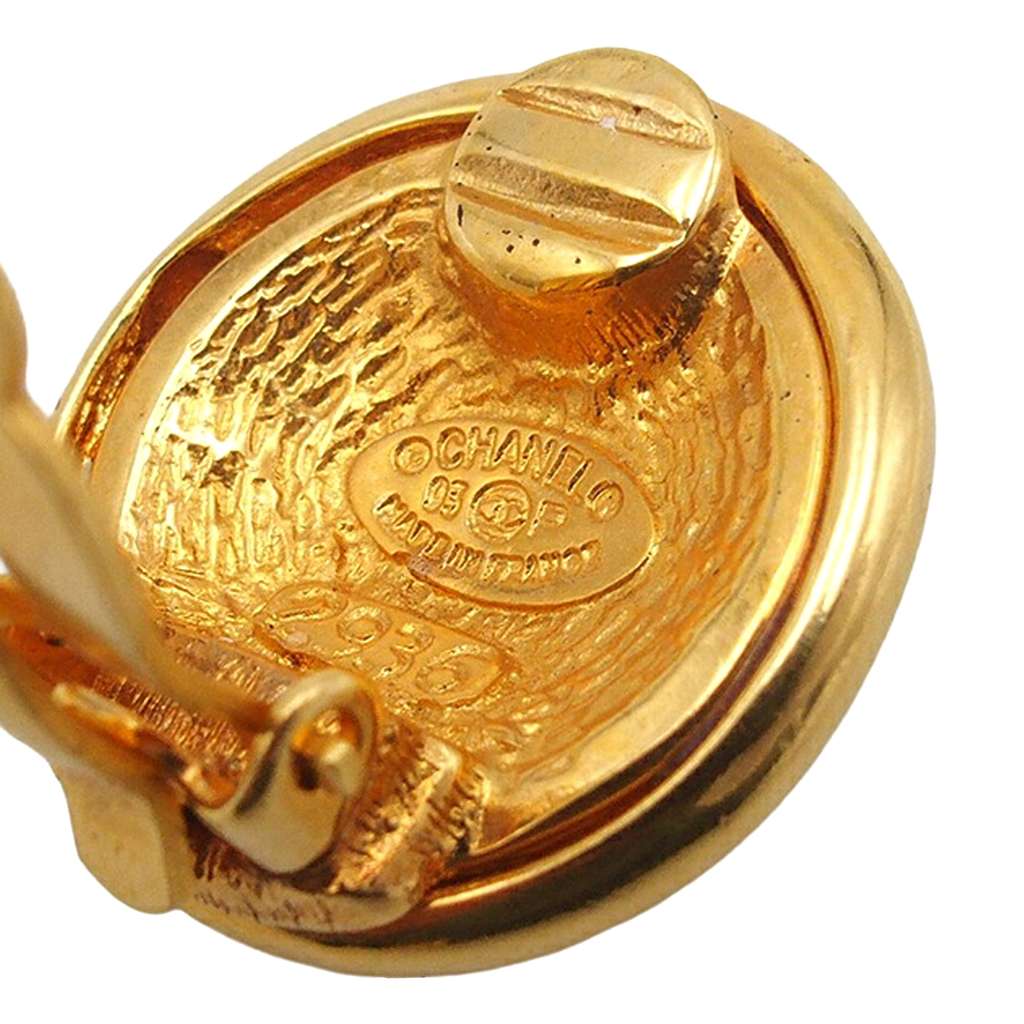 Chanel CC Gold Plated Round Clip On Earrings - 4
