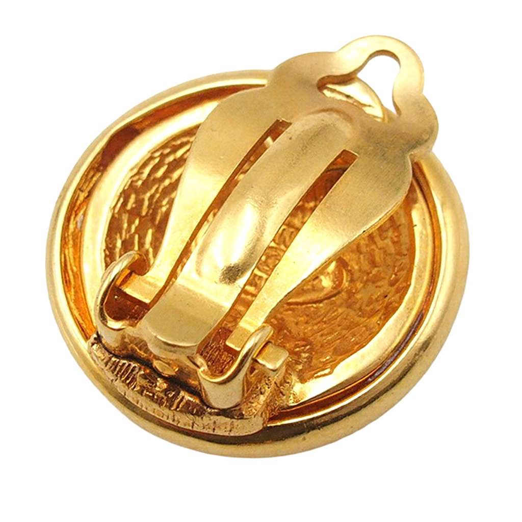 Chanel CC Gold Plated Round Clip On Earrings - 5