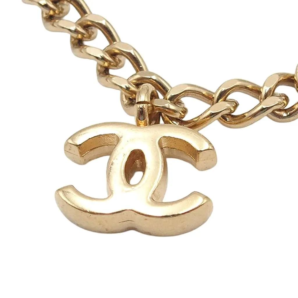 Chanel CC Gold Plated No 5 Perfume Bottle Charm Bracelet Gold Metal Good - Inside View