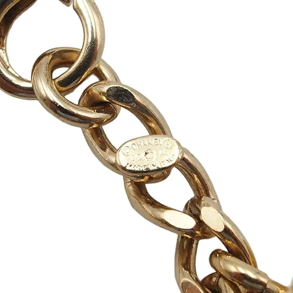 Chanel CC Gold Plated No 5 Perfume Bottle Charm Bracelet Gold Metal Good - Model View