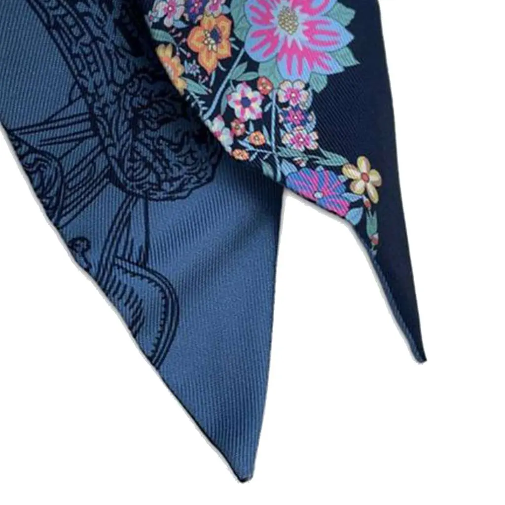 Hermès Brides de Gala en Fleurs Silk Twilly Scarf Blue Silk Very good - Box View