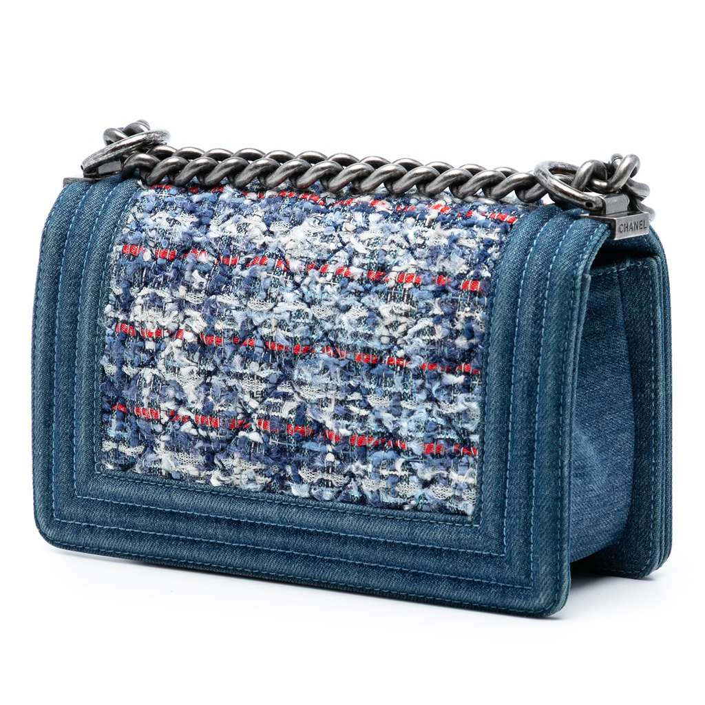 Chanel Small Quilted Denim and Tweed Boy Flap - 2