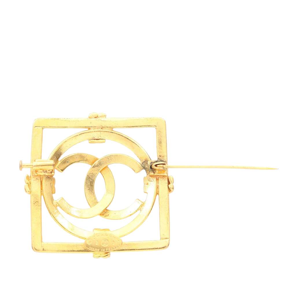 Chanel Gold Plated CC Square Brooch - 2