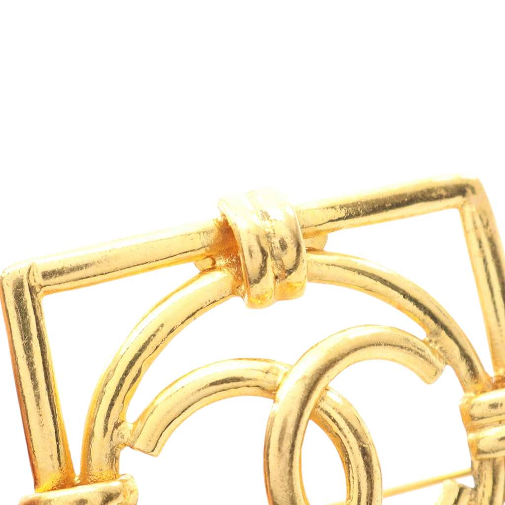 Chanel Gold Plated CC Square Brooch - 3