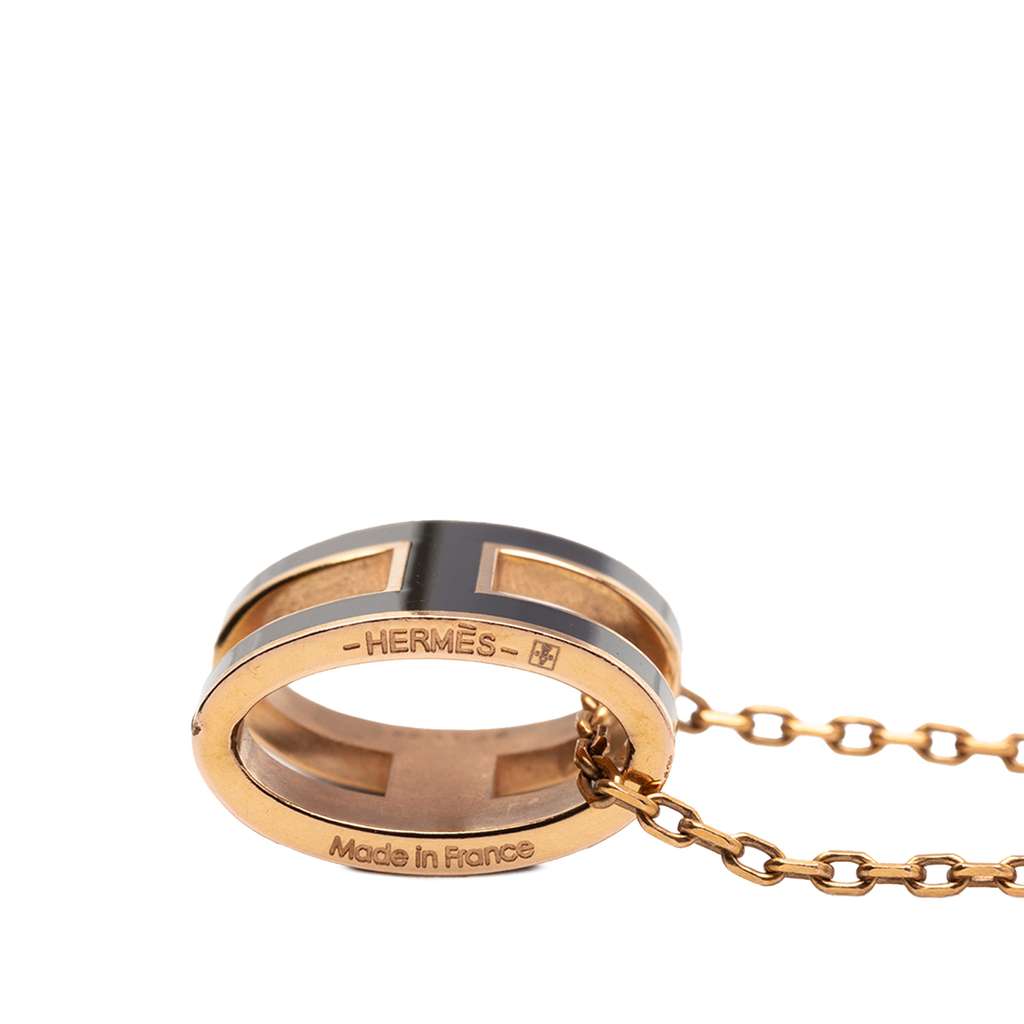 Hermès Gold Plated Enamel Pop H Pendant Necklace - 2