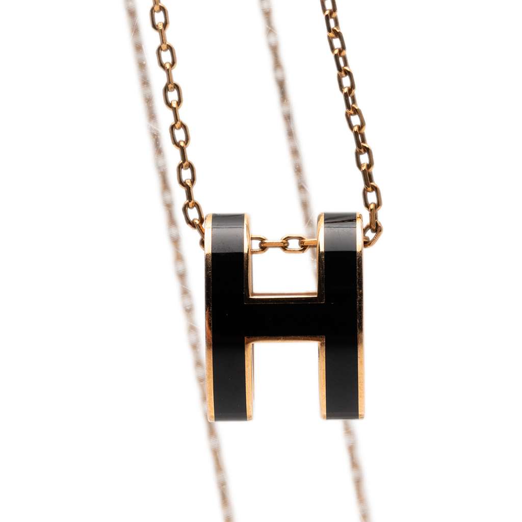 Hermès Gold Plated Enamel Pop H Pendant Necklace - 4