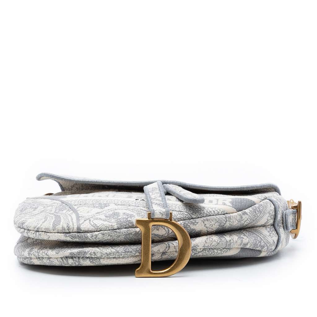 Dior Canvas Embroidered Toile de Jouy Saddle Bag - 3