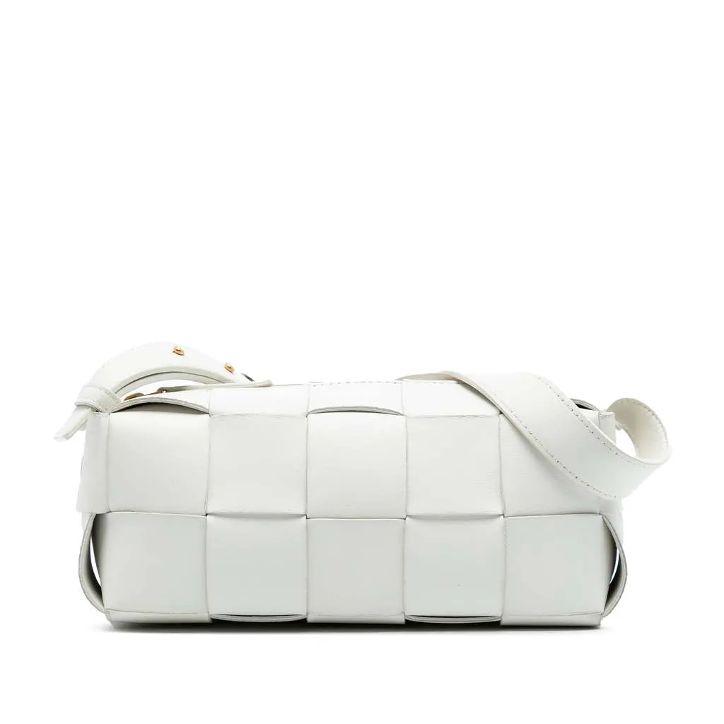 Bottega Veneta Small Lambskin Intrecciato Brick Cassette White Leather Very good - Front View