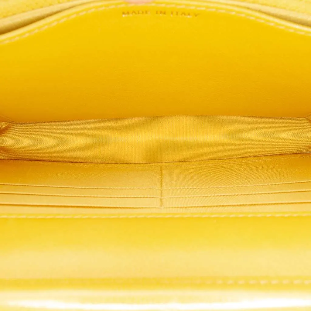 Chanel Small Reversed Chevron Lambskin Flap Yellow Leather Good - Model View