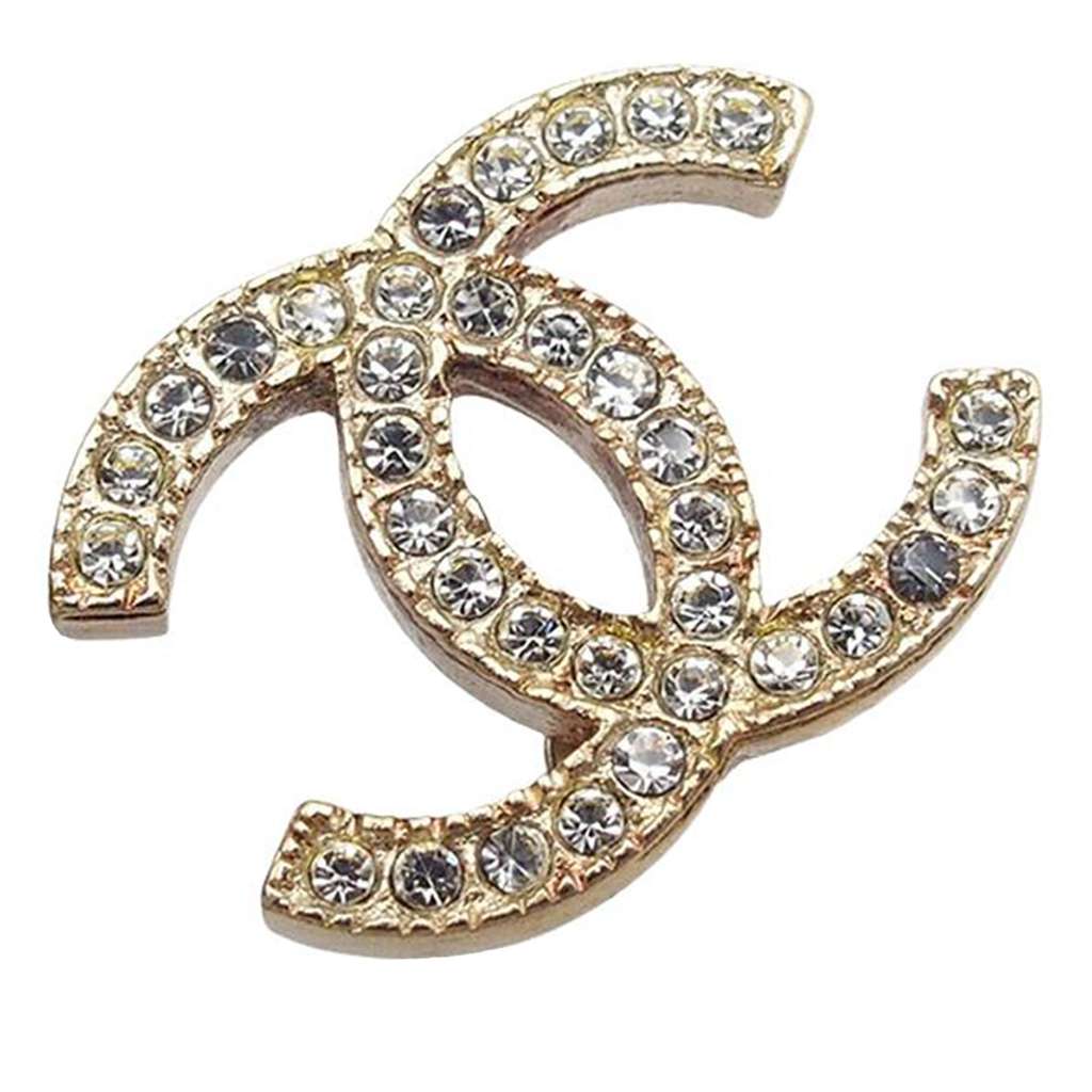 Chanel Gold Plated Crystal CC Push Back Earrings - 4