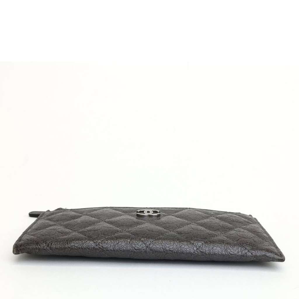 Chanel Quilted Lambskin Camellia Zip Pouch - 3