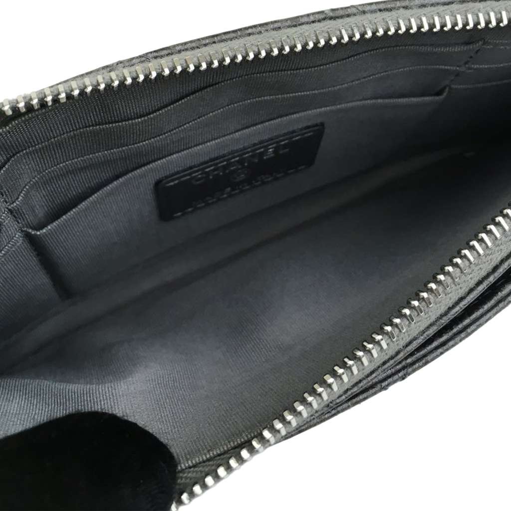 Chanel Quilted Lambskin Camellia Zip Pouch - 4