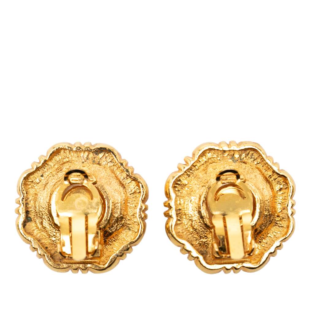 Chanel Gold Plated Faux Pearl Clip On Earrings - 2