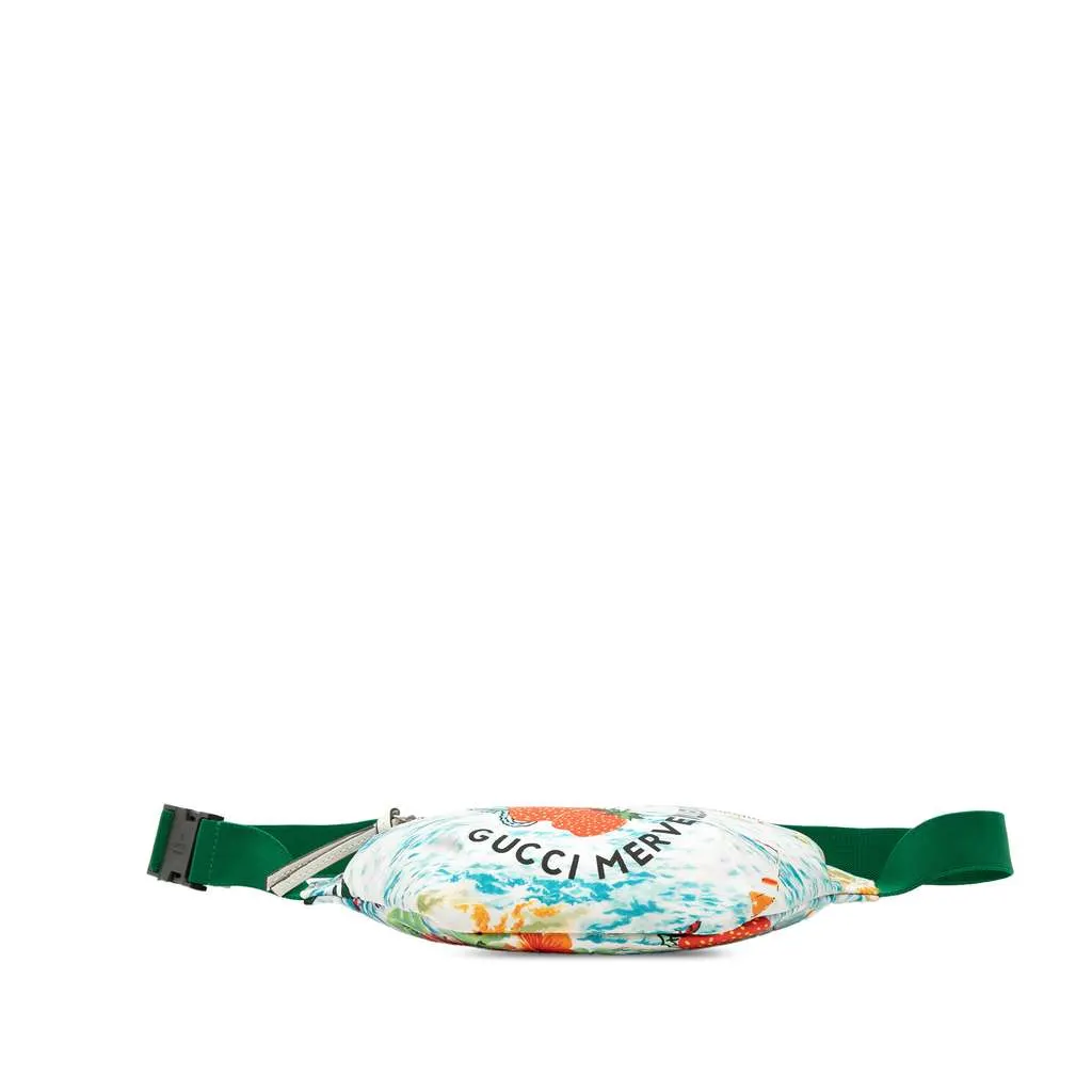 Gucci Nylon Merveilleux Strawberry Print Belt Bag White Good - Inside View