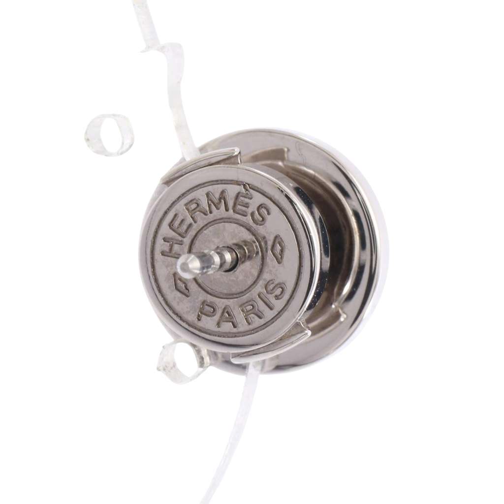 Hermès Stainless Steel Logo Round Push Back Earrings - 3
