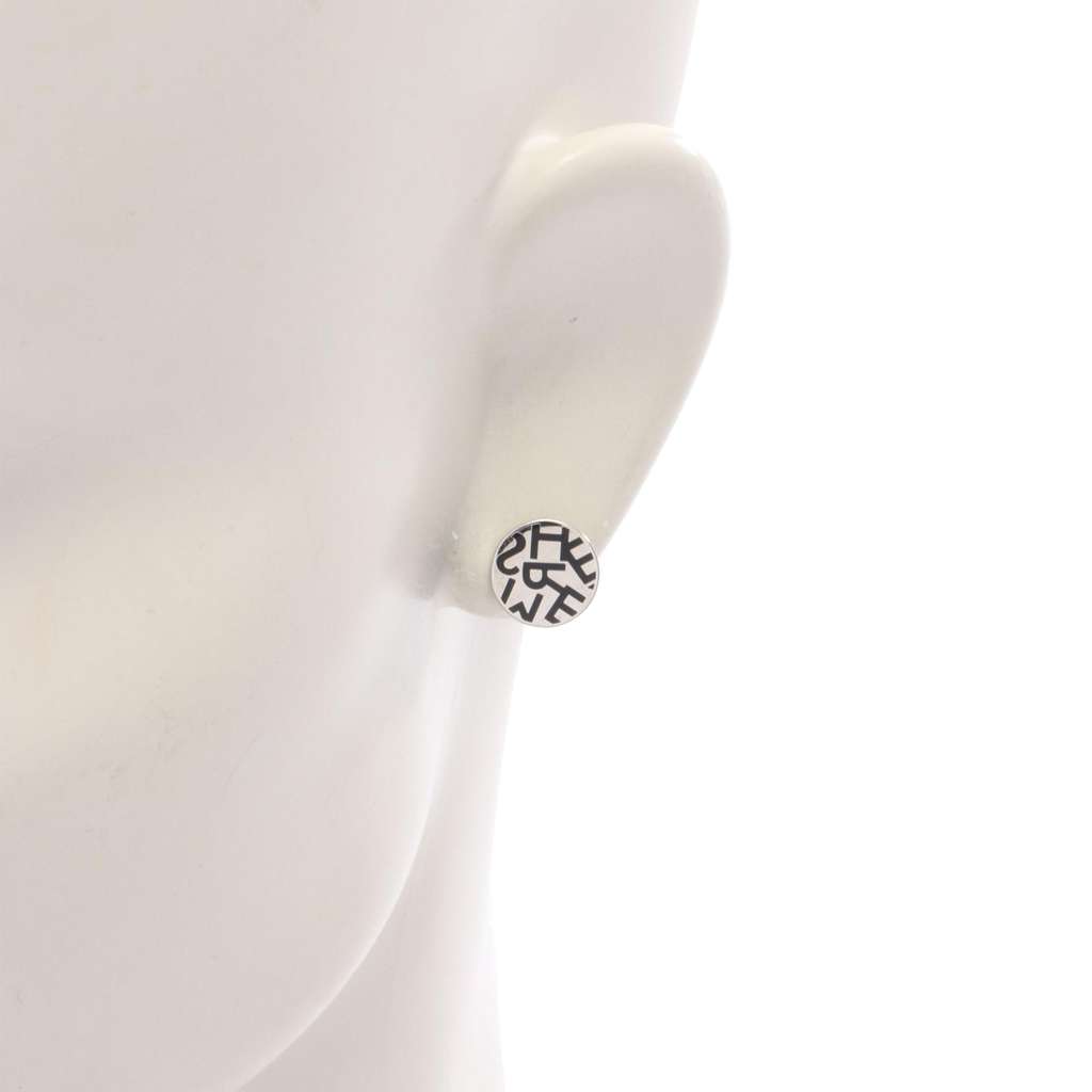 Hermès Stainless Steel Logo Round Push Back Earrings - 4