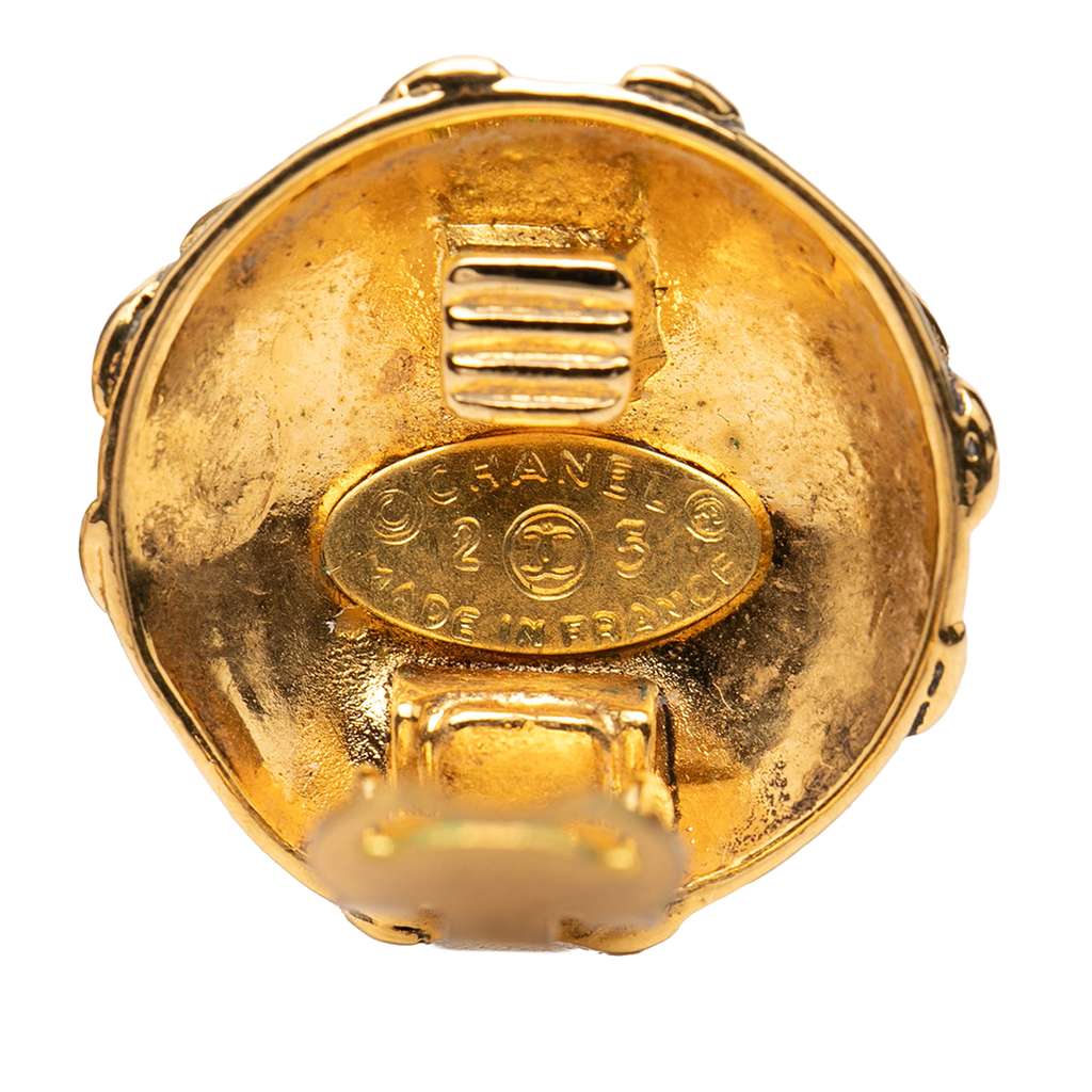 Chanel CC Gold Plated Round Clip On Earrings - 3
