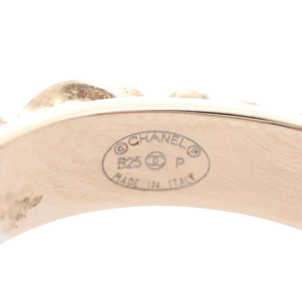 Chanel CC Gold Plated Rhinestones Heart Hoop Earrings - 4