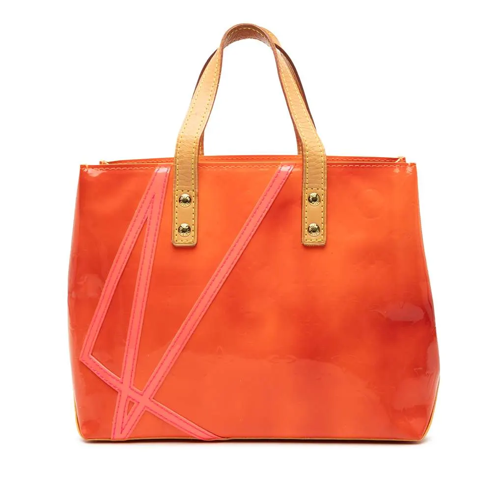 Louis Vuitton x Robert Wilson Monogram Vernis Fluo Reade PM Orange Leather Fair - Front View