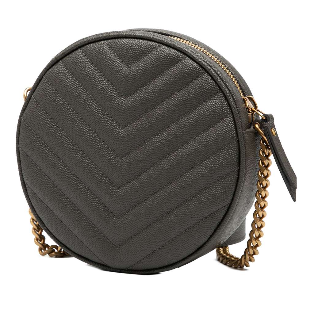 Saint Laurent Grain De Poudre Chevron Round Vinyle Camera Bag - 2