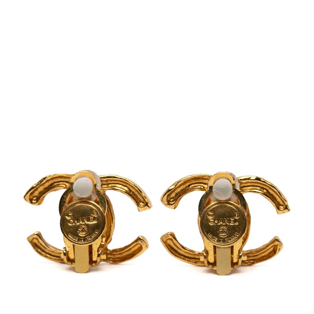 Chanel CC Gold Plated Clip on Earrings - 2