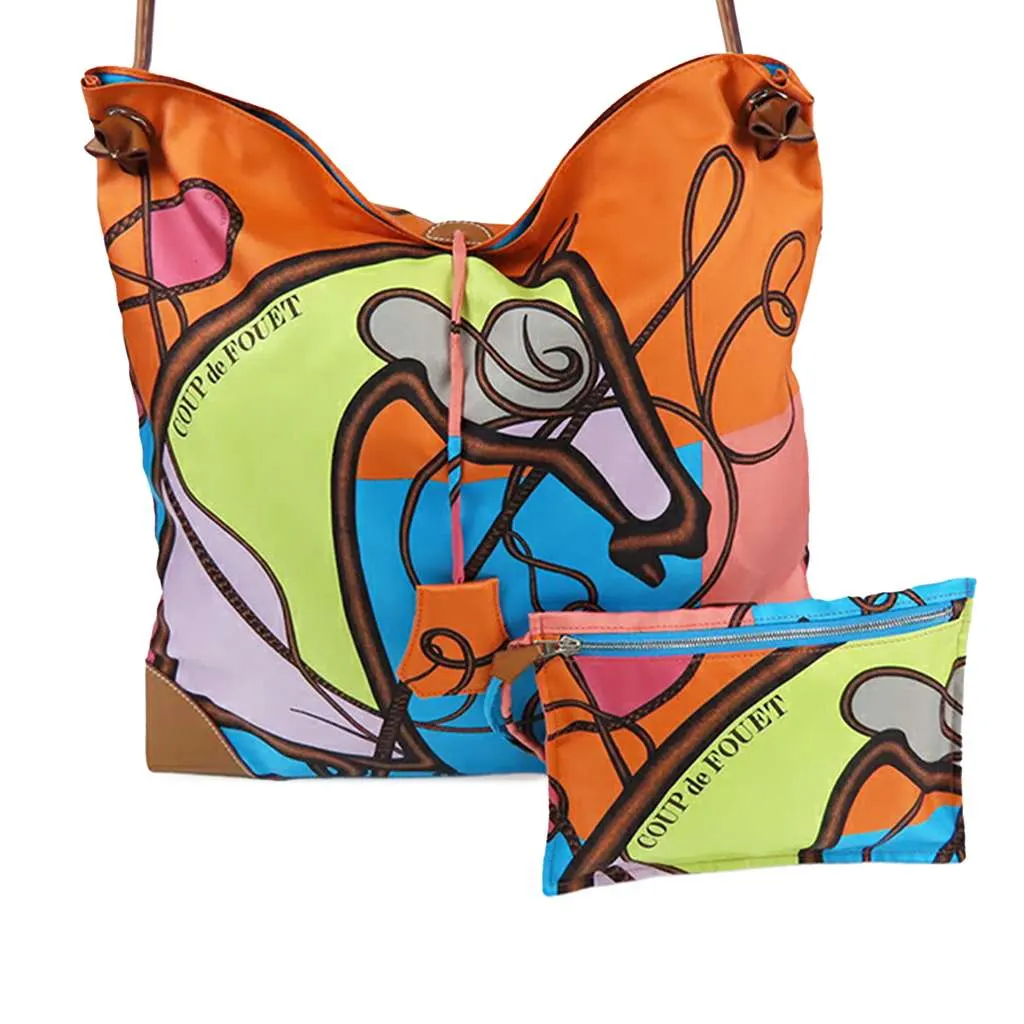 Hermès Silk and Barenia Coup de Fouet Silky City 38 Orange Silk Good - Front View