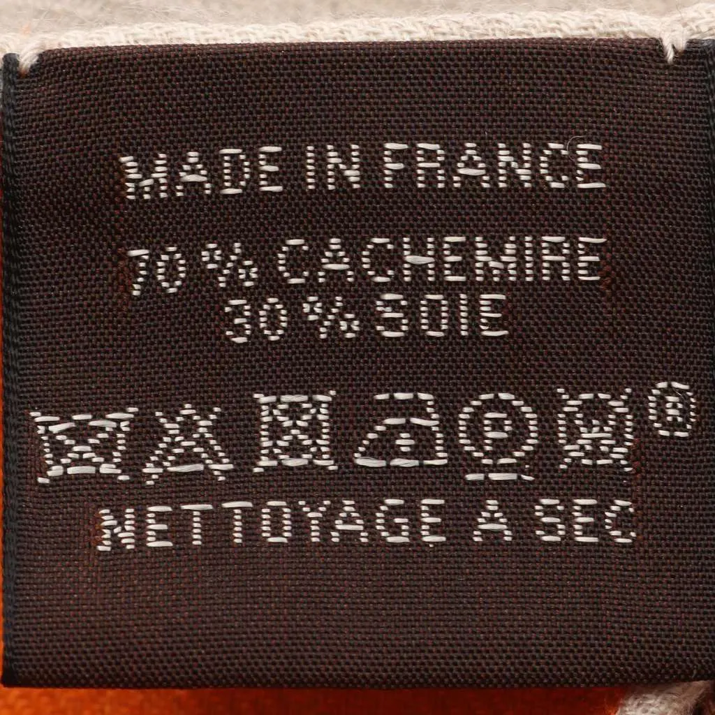 Hermès Les Chevaux Dechaines Cashmere Scarf Brown Wool Good - Back View