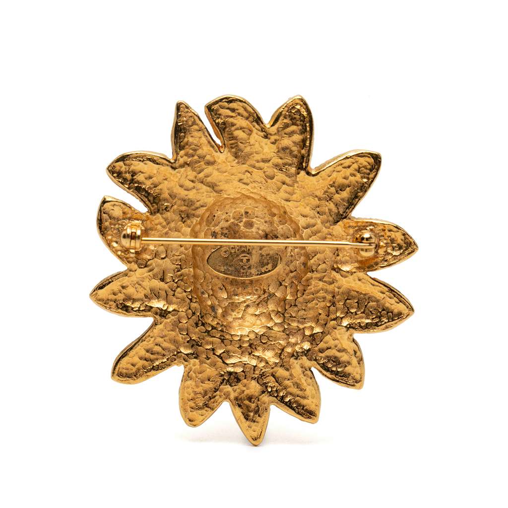 Chanel Gold Plated CC Lion Sun Brooch - 2