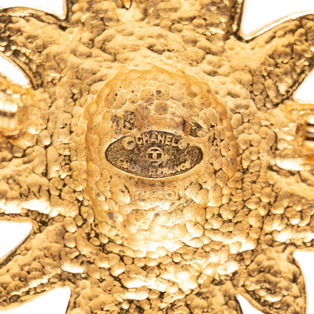 Chanel Gold Plated CC Lion Sun Brooch - 3