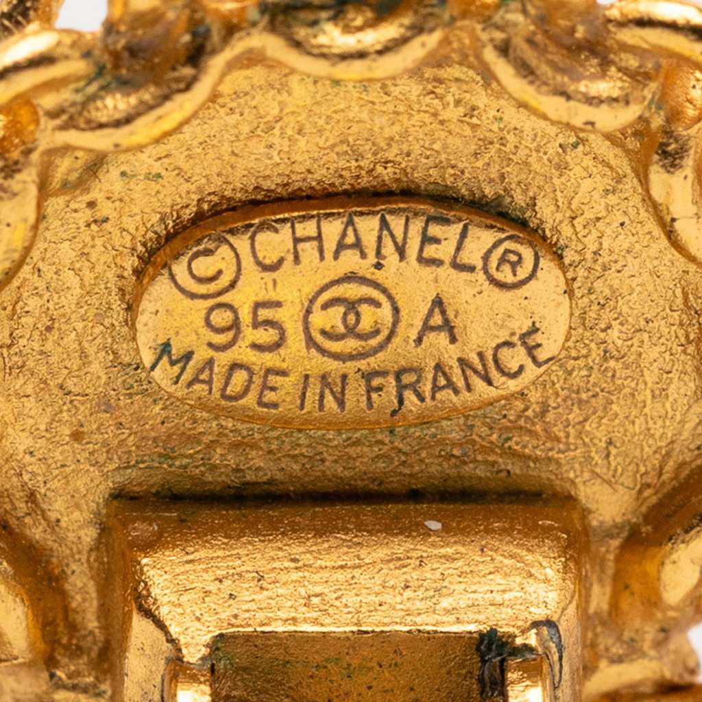 Chanel Gold Plated CC Round Clip On Earrings - 3