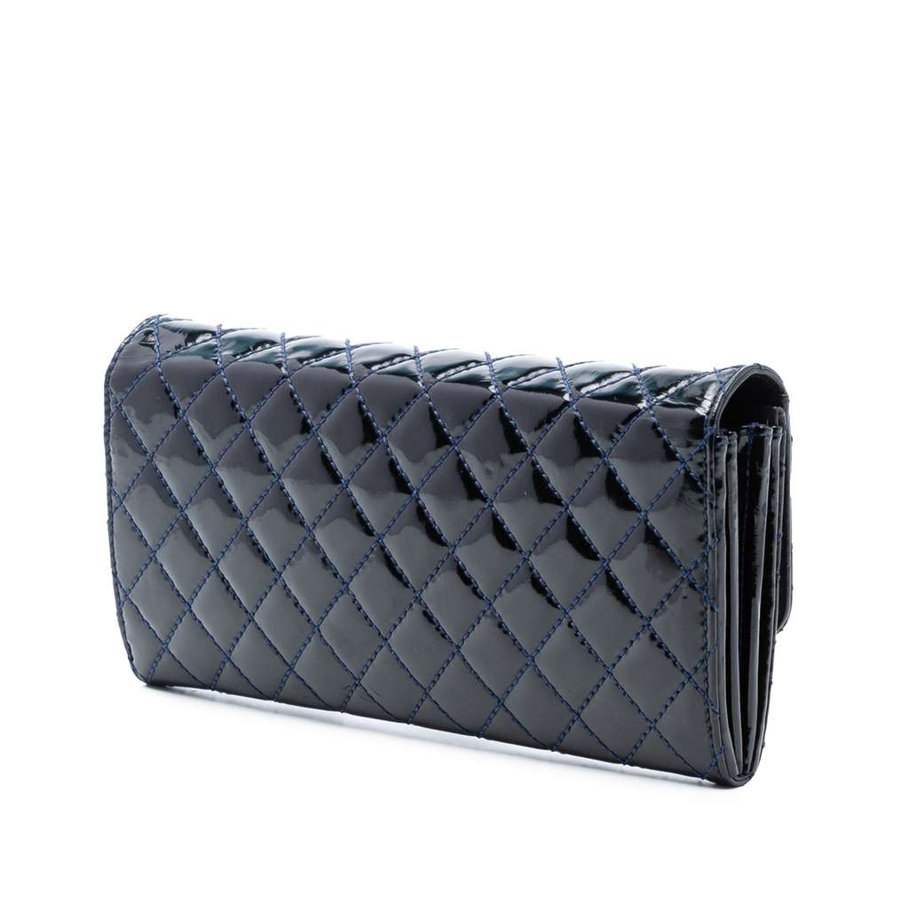 Chanel CC Quilted Patent East West Wallet On Chain - 2