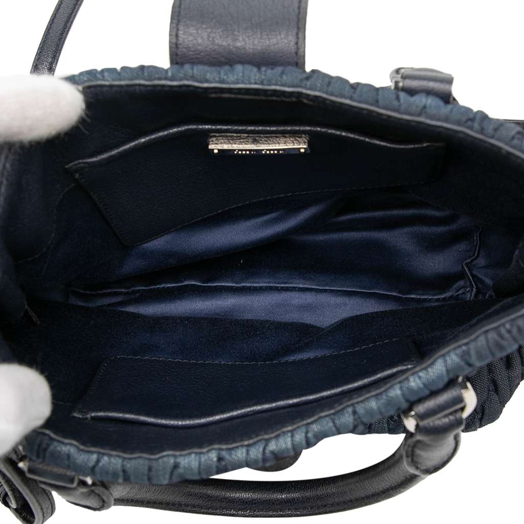 Miu Miu Matelasse Denim Crystal Satchel - 4