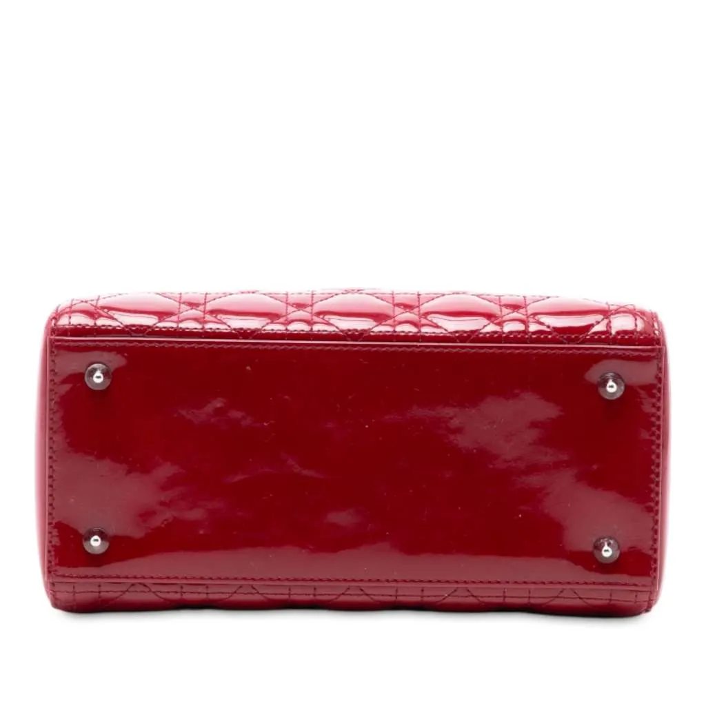 Dior Medium Patent Cannage Lady Dior Red Leather Good - Inside View