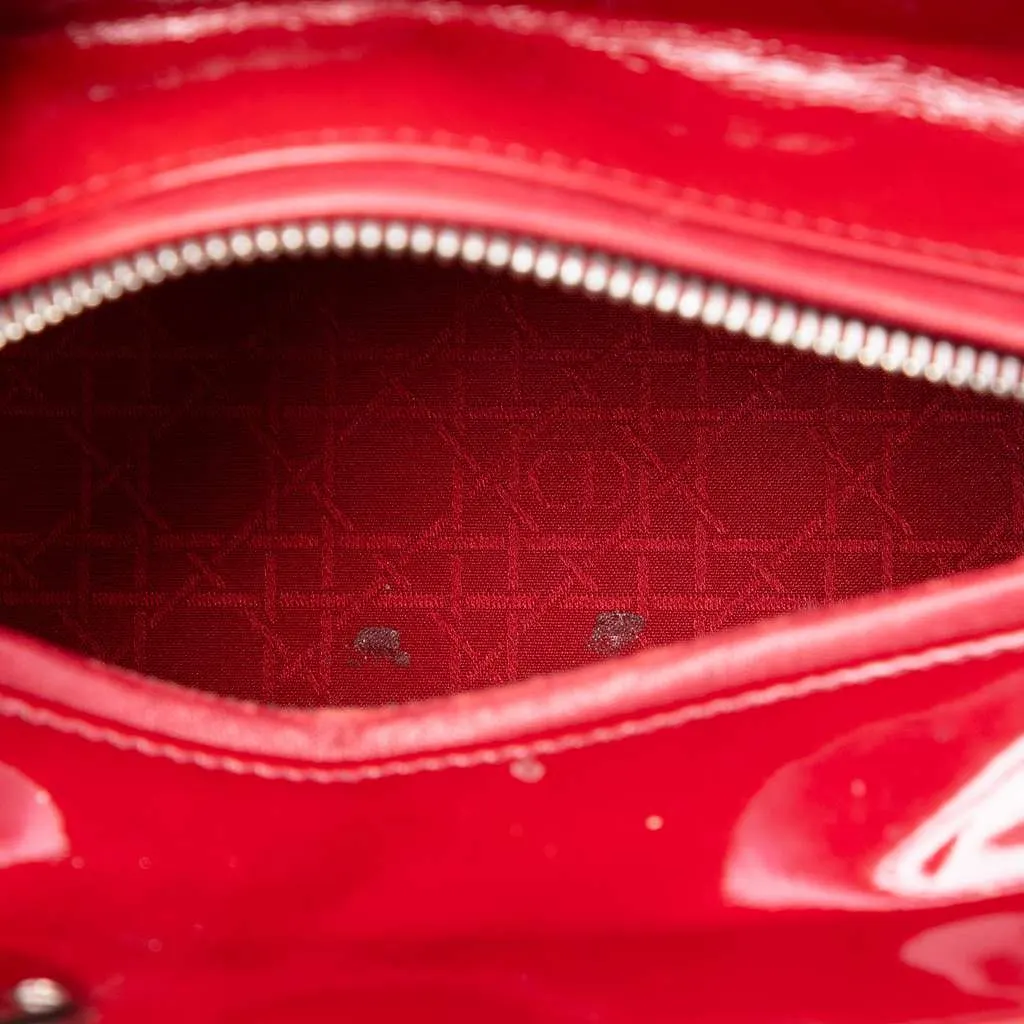 Dior Medium Patent Cannage Lady Dior Red Leather Good - Model View