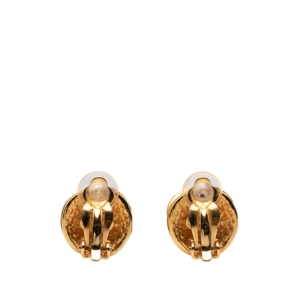Chanel Gold Plated CC Round Clip On Earrings - 2