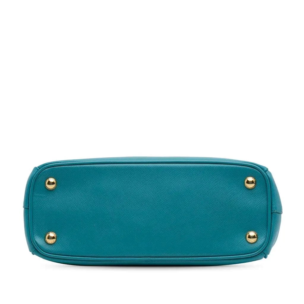 Prada Mini Saffiano Lux Galleria Double Zip Blue Leather Good - Inside View