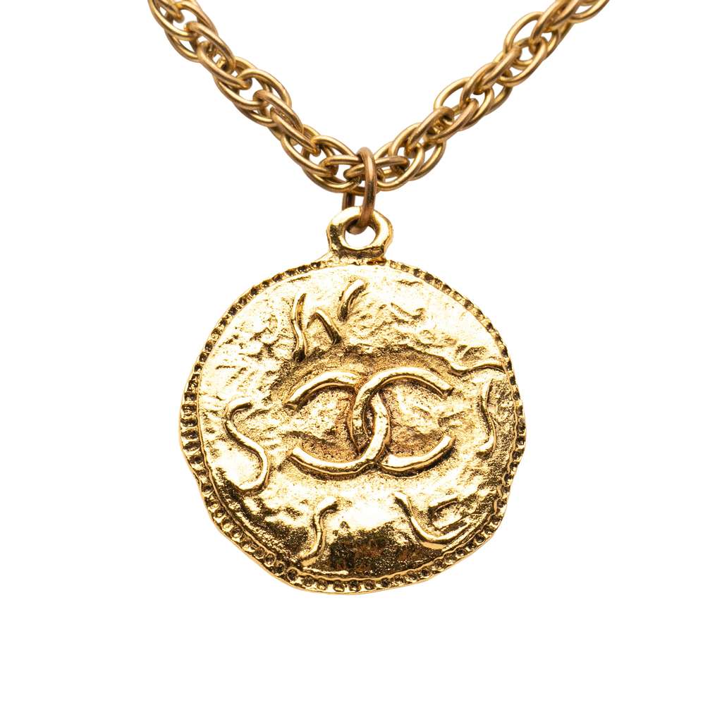 Chanel Gold Plated CC Medallion Pendant Necklace - 2