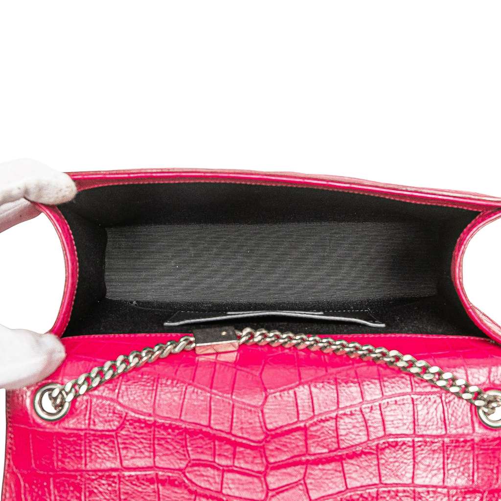 Saint Laurent Medium Croc Embossed Leather Kate Tassel Crossbody - 4