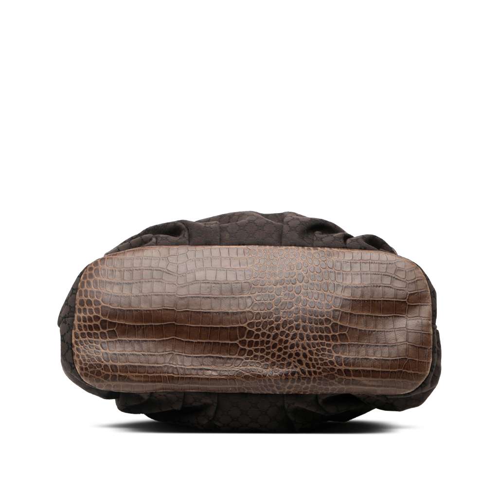 Celine Embossed Leather Trimmed Macadam Canvas Vertical Tote - 3