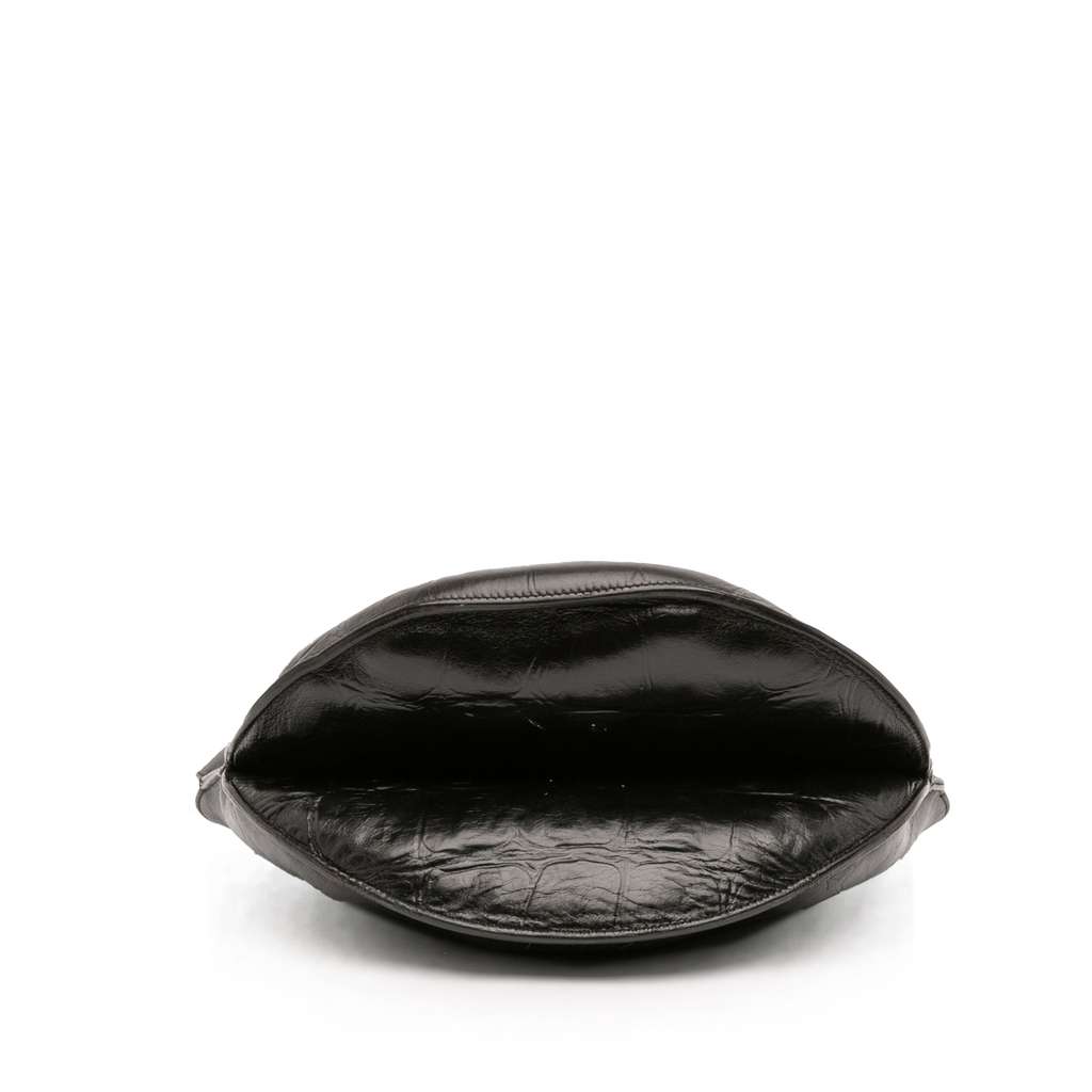 Celine Croc Embossed Leather Curved Shoulder Bag - 3