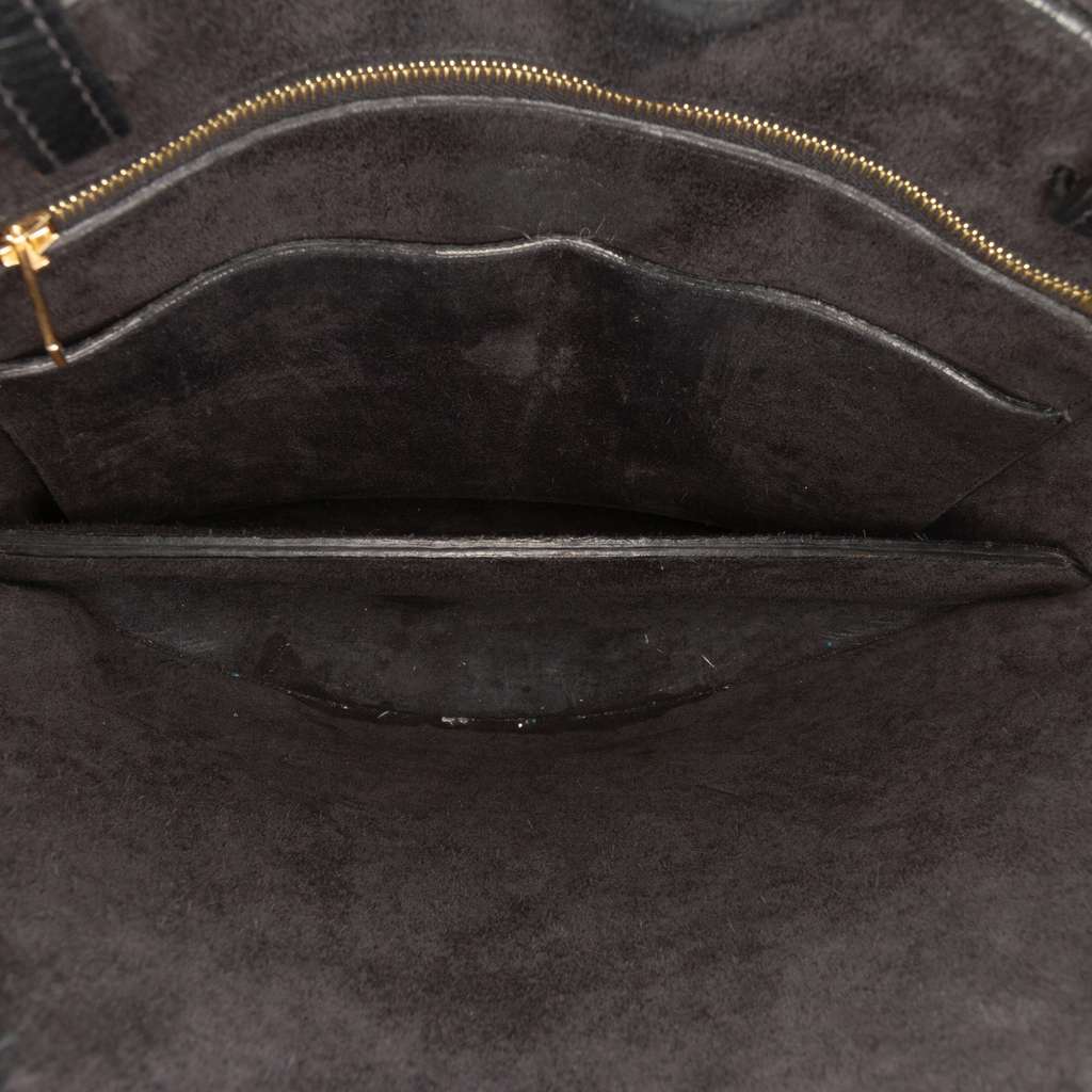 Celine Croc Embossed Leather Curved Shoulder Bag - 4